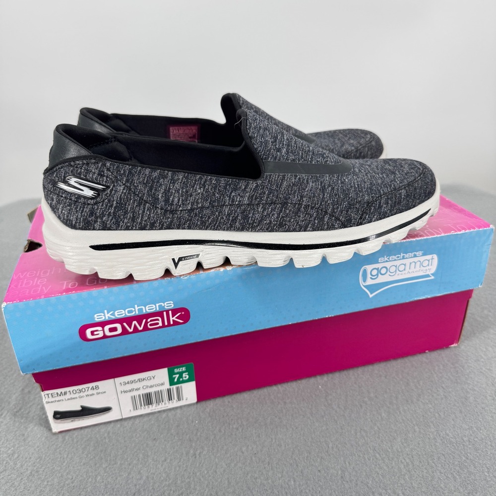 Skechers GOwalk 3 Unfold Womens 7.5 Slip On Walking Shoes Gray 13495 New